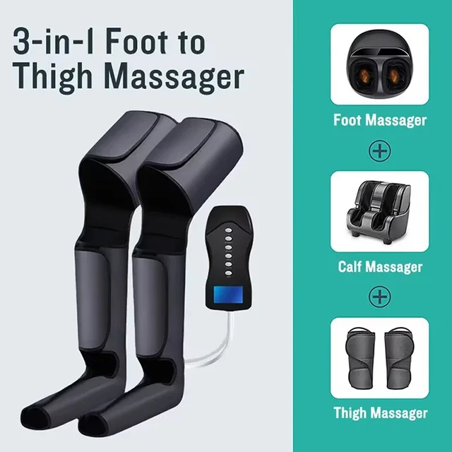 Electric Air Compression Foot Leg Massager Circulation Exerciser Full Therapy Shiatsu Calf Thigh 3144